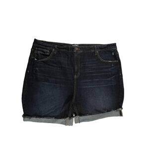 TERRA & SKY Denim Shorts Womens 26W Dark Wash Stretch Cuffed Casual